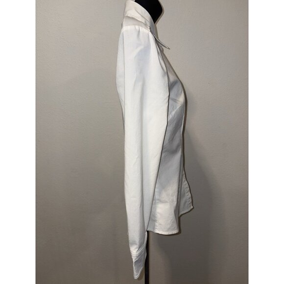 Loft Top Blouse  Women Small Size 4 White Long Sleeve Collar Button Front - Picture 4 of 7